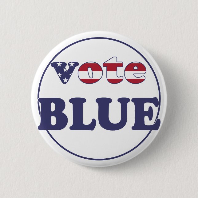 Vote Blue - American Flag Typografy Button (Vorderseite)