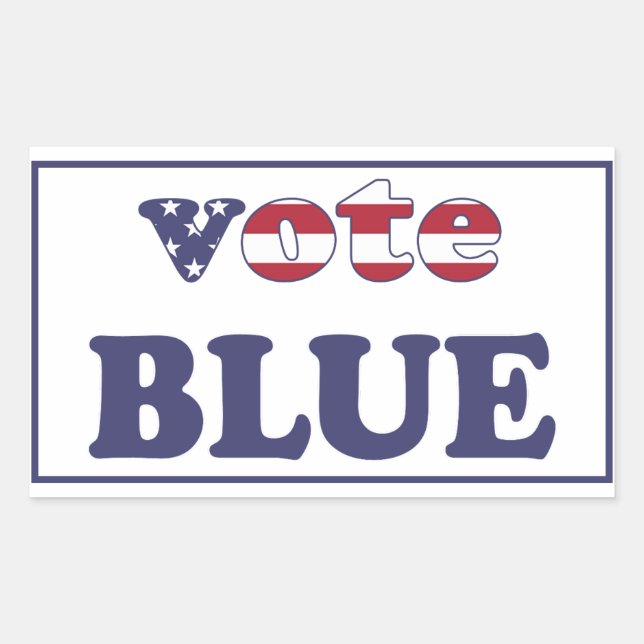 Vote Blue - American Flag Typografy Rechteckiger Aufkleber (Vorderseite)