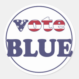 Vote Blue - American Flag Typografy Runder Aufkleber