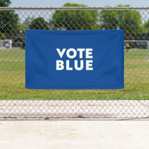 Vote Blue, Biden, weiße Buchstaben, blauer Hinter Banner