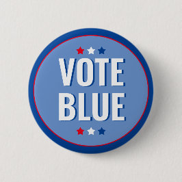 Vote Blue Bold Blue White Election Button