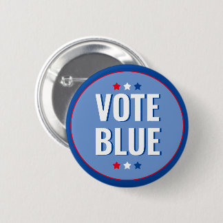 Vote Blue Bold Blue White Election Button