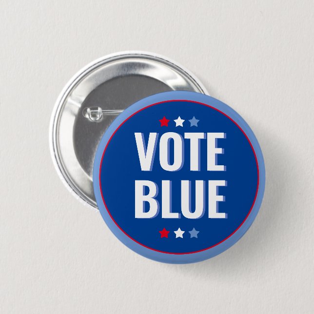 Vote Blue Bold Blue White Election Button (Vorne & Hinten)