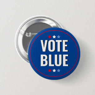 Vote Blue Bold Blue White Election Button