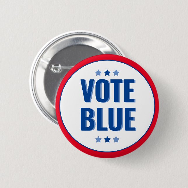 Vote Blue Bold Blue White Election Button (Vorne & Hinten)