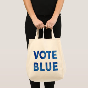 Vote Blue fett Wasserfarbe politische 2 Seiten Tragetasche