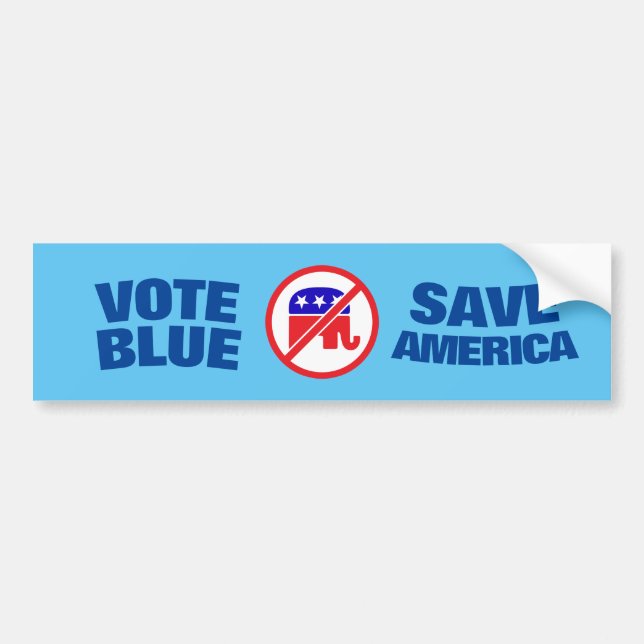 Vote Blue - Gerettet Amerika, Anti-GOP Autoaufkleber (Vorne)