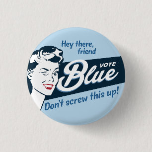 Vote Blue   Retro   Runde Button