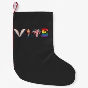 VOTE Bücher Uterus LGBT Kamala Harris Walz Wahl Kleiner Weihnachtsstrumpf