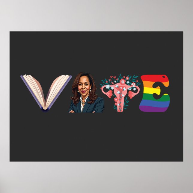 VOTE Bücher Uterus LGBT Kamala Harris Walz Wahl Poster (Vorne)