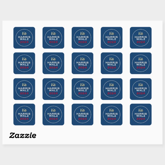 Vote Harris Walz 2024 Square Campaign Stickers (Blatt)