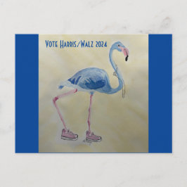 Vote Harris/Walz Blue FLAmingo w/ Pearls Postcard Postkarte