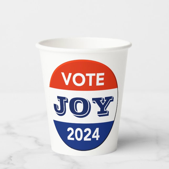 Vote Joy 2024 Harris Walz Pappbecher (Vorderseite)