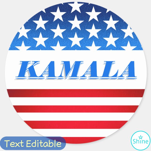 Vote Kamala Harris Custom Text USA Flag Demokraten Runder Aufkleber (Von Creator hochgeladen)