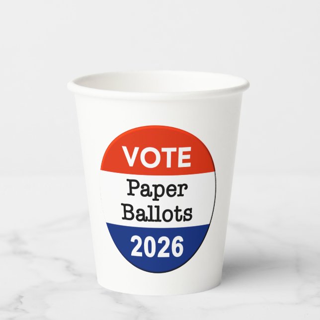 Vote Paper Ballots 2026 Midterm Election Paper Cup Pappbecher (Vorderseite)