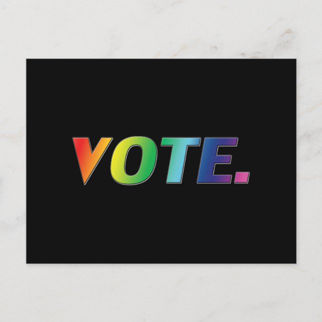 "Vote" Stolz lgbtq, lgbt Regenbogenfarben, schwarz Postkarte (Vorderseite)