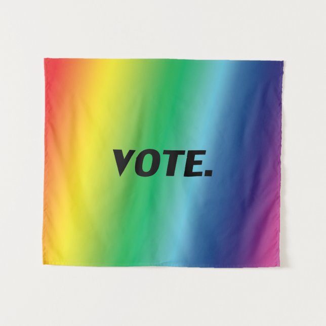 "Vote" Stolz lgbtq lgbt Regenbogenfarben Wandteppich (Vorderseite (Horizontal))