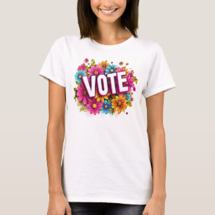 VOTE T-shirt rose fleuri