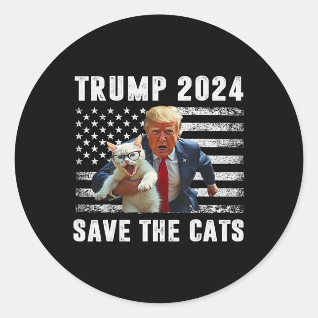 Vote Trump 2025 Funny Save The Cats  Runder Aufkleber (Vorderseite)