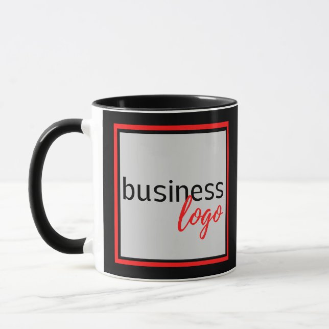 VOTRE BUSINESS MARDED LOGO SLOGAN NOIR CAFÉ MUG (Gauche)