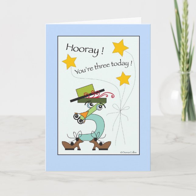 Votre Carte d'Anniversaire pour trois juniors bleu (Devant)