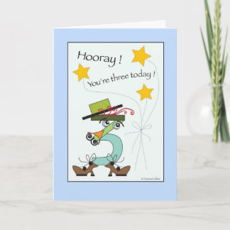 Votre Carte d'Anniversaire pour trois juniors bleu
