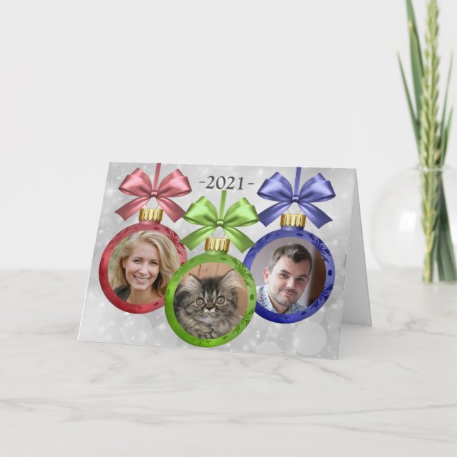 Votre carte de Noël pliée en forme d'ornement avec (Devant)