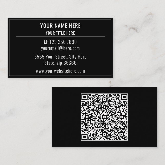 Votre Carte de visite de code QR Exemple de texte  (Devant / Derrière)