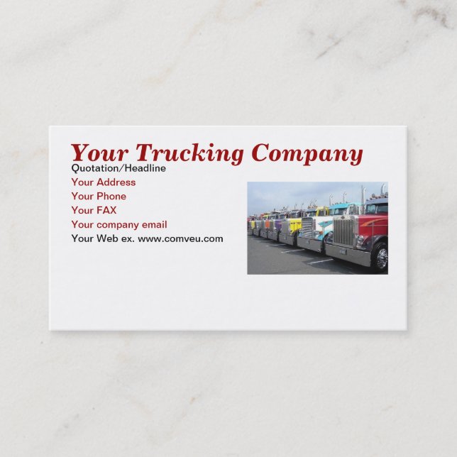 Votre carte de visite d'entreprise de camionnage (Devant)