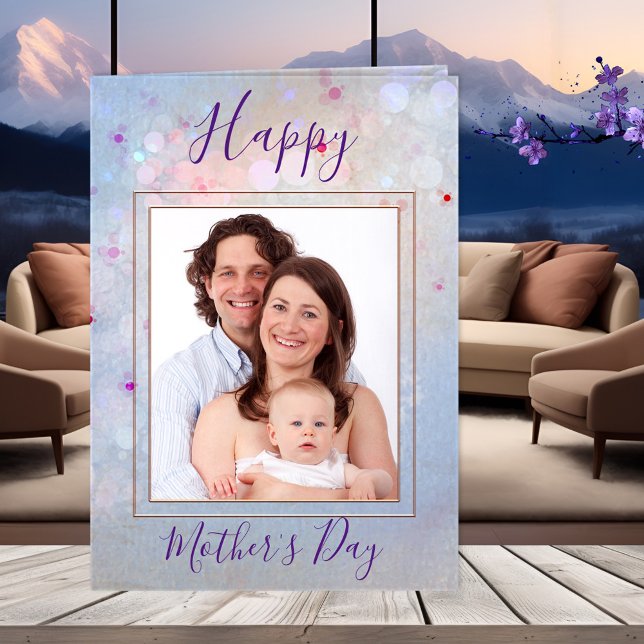 Votre carte de vœux pour la fête des mères avec vo (Happy Mother's Day greeting card featuring your photos framed by a cheerful artistic pastel design)