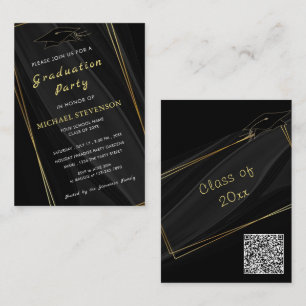 Votre carte d'invitation de diplôme Black Gold Cod