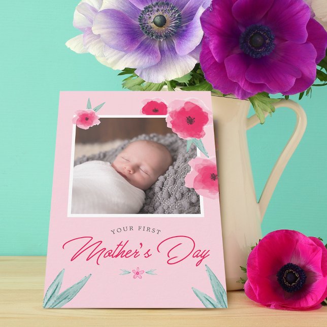 Votre Carte Plat Photo Fête des Mères (Your First Mother's Day Photo Flat Card)