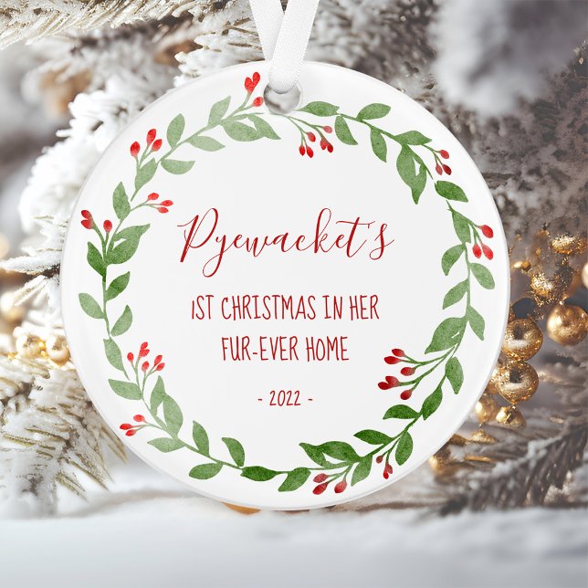 Votre chat photo aquarelle couronne 1er Noël (Créateur téléchargé)