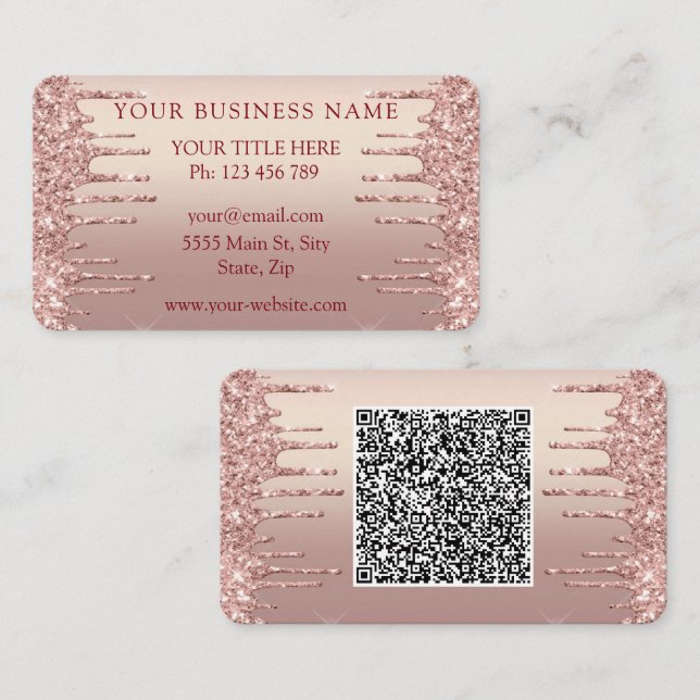 Votre code QR Carte de visite Rose Gold Blush Part (Devant / Derrière)