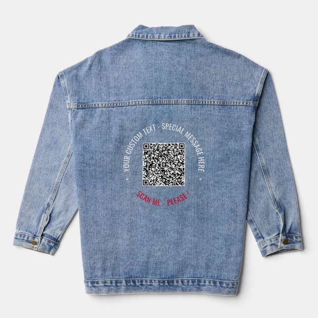 Votre code QR Scan Info Text Drôle Denim Jacket (Verso)