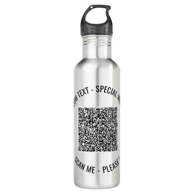 Votre code QR Texte personnalisé Bouteille d'eau C (Devant)