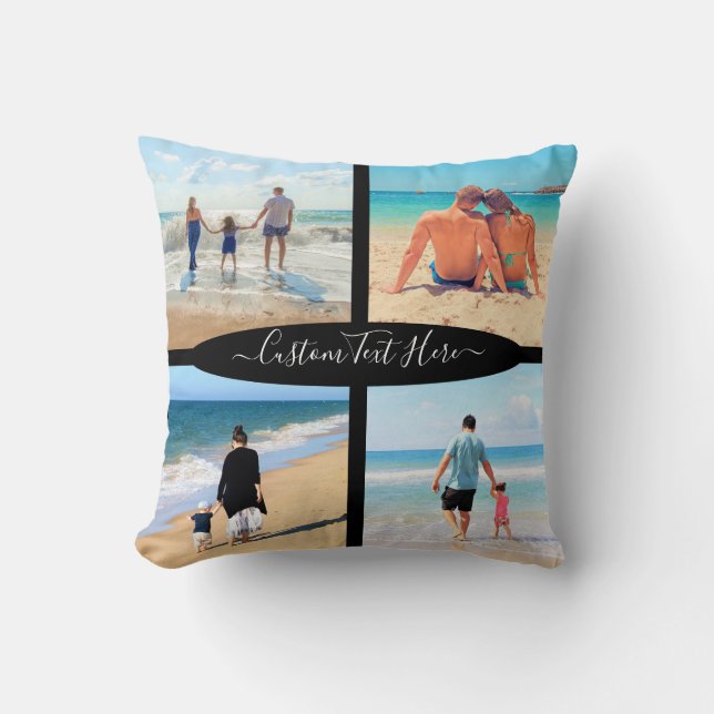 Votre Coussin Collage Photo avec texte personnalis (Recto)
