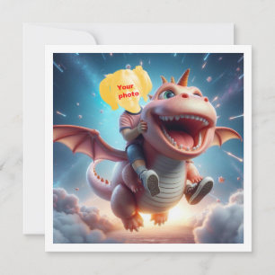 Votre enfant vole sur un dragon rose, une carte de
