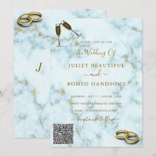 Votre Faire-part de mariage de Marbre blanc QR Cod