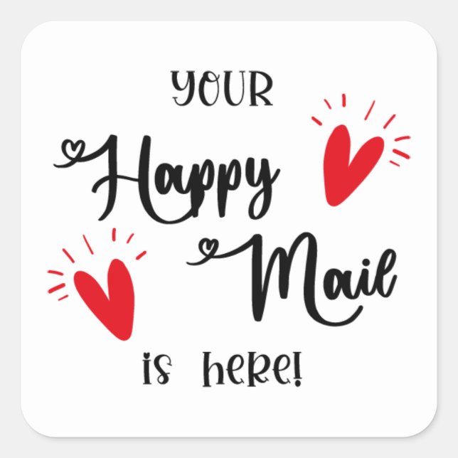 Votre Happy Mail Est Ici Sticker Snail Mail Carré (Devant)