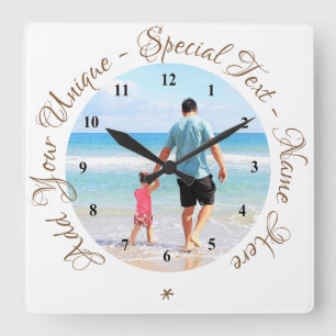 Votre horloge murale photo avec texte personnalisé
