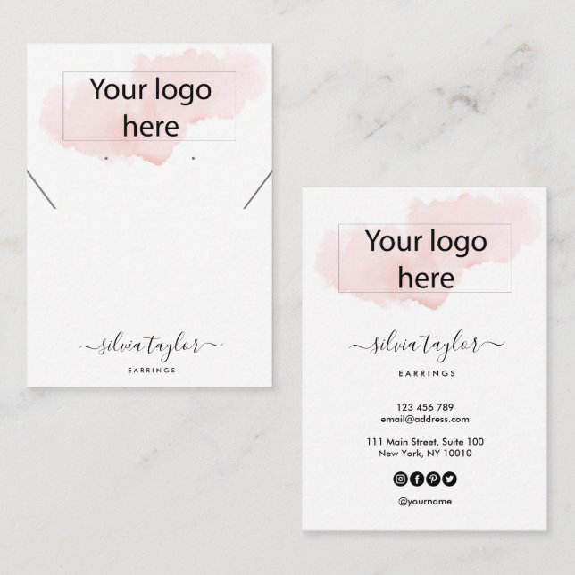 Votre logo bijoux collier d'oreille carte d'affich (Devant / Derrière)