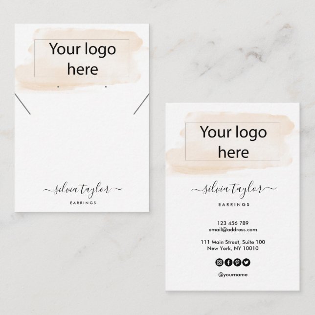 Votre logo bijoux collier d'oreille carte d'affich (Devant / Derrière)