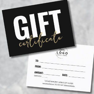Votre Logo Black Gold Business Cadeau Certificat