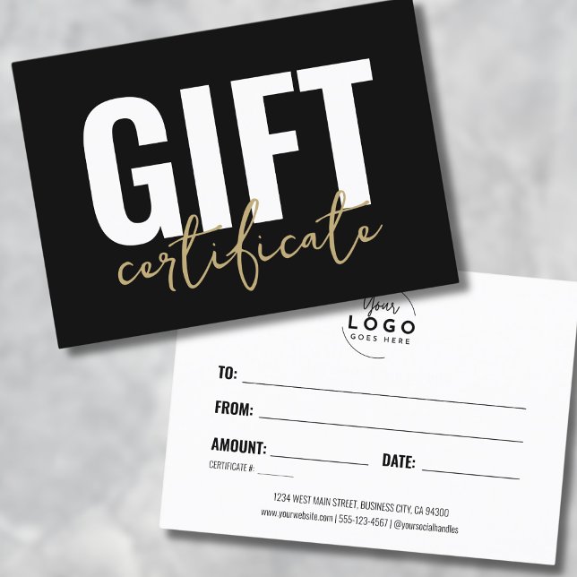 Votre Logo Black Gold Business Cadeau Certificat (Your Logo Black Gold Business Gift Certificate)