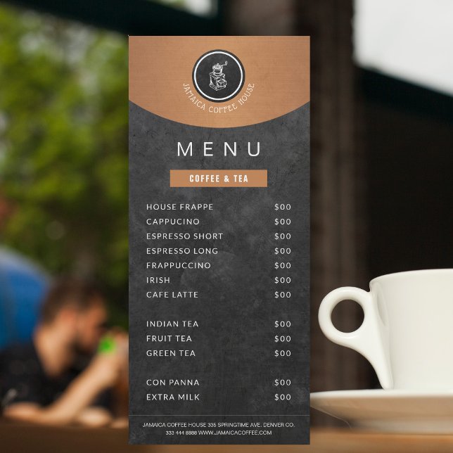 Votre logo cafétéria cuivre noir menu tableau noir (Créateur téléchargé)