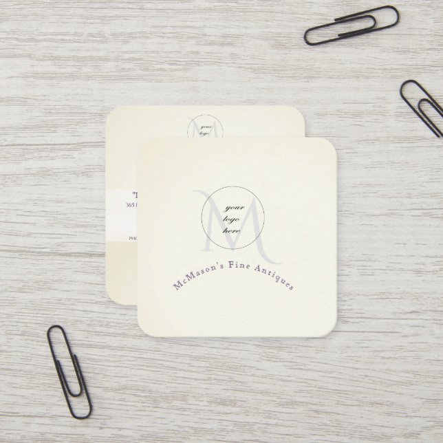 Votre logo Cartes de visite Carré blanc (Devant/Arrière en situation)