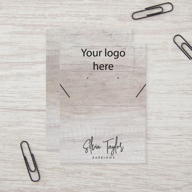 Votre Logo Collier en bois Écouteur Carte d'affich (Devant/Arrière en situation)