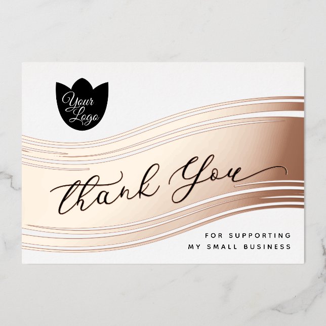Votre Logo Modern Merci Real Foil Carte de réducti (Recto)