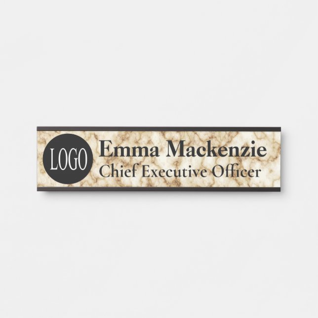 Votre logo Plaque signalétique Porte en marbre Sig (Devant)